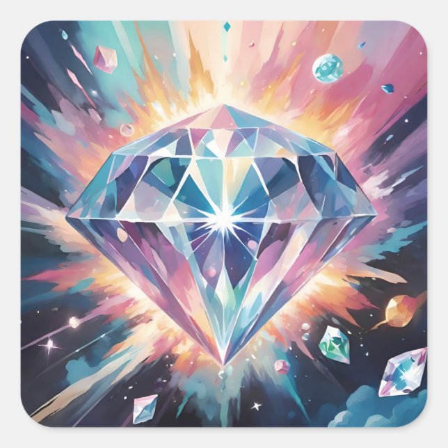 A diamond in space square sticker (Front)