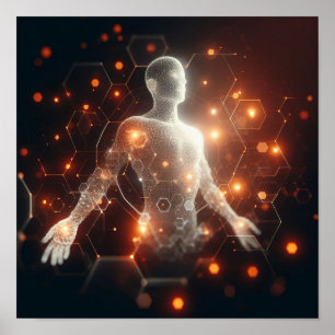 A digital lifeform transforming in virtual space Poster