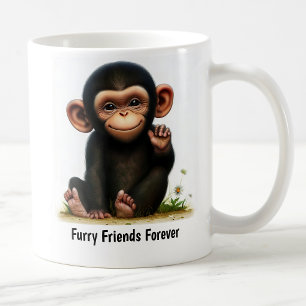 A Digital Painting of a Cute Chimpanzee Coffee Mug