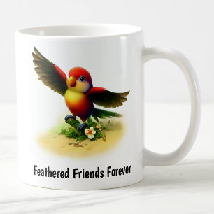 A Digital Painting of a Cute Collared Lory Coffee Mug
