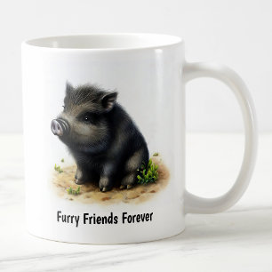A Digital Painting of a Cute Farm Hog Coffee Mug