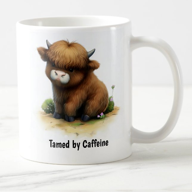 A Digital Painting of a Cute Highlander Cattle Coffee Mug (Creator Uploaded)