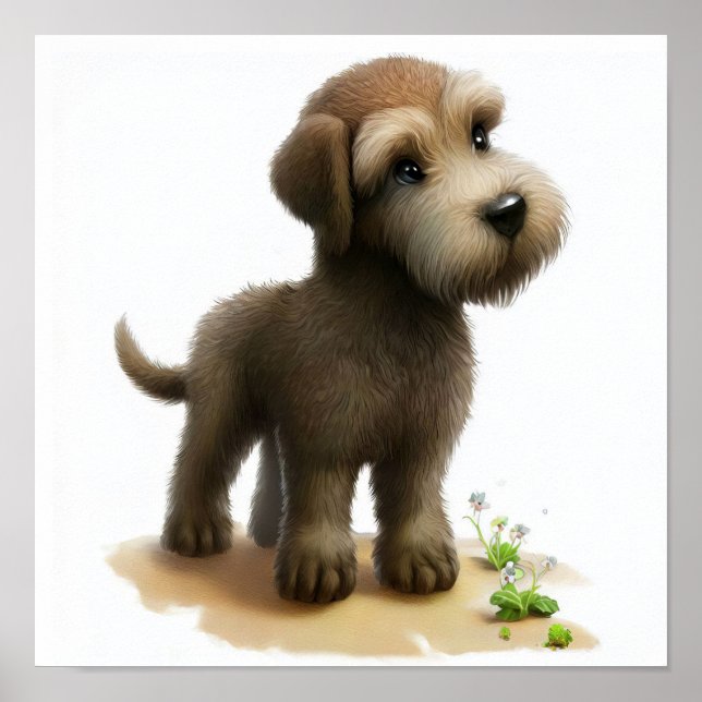 A Digital Painting of a Cute Irish Wolfhound Poster (Front)