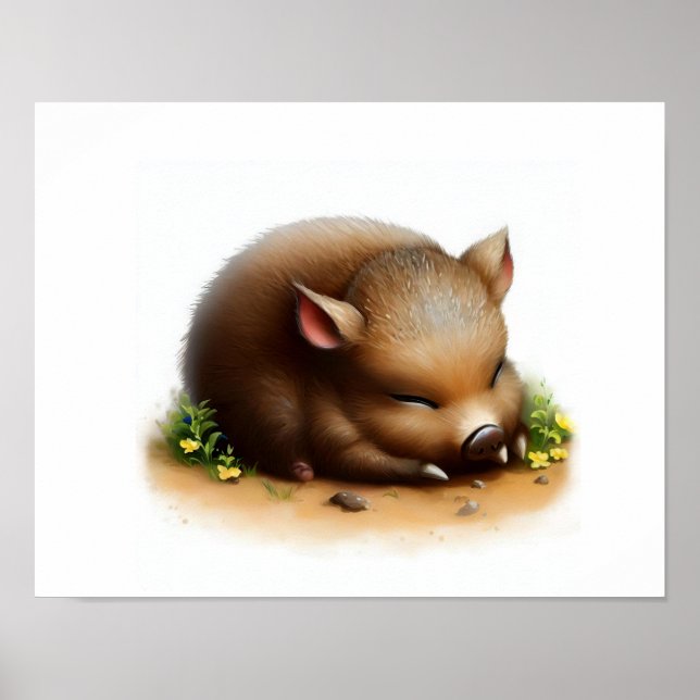 A Digital Painting of a Cute Javelina Poster (Front)
