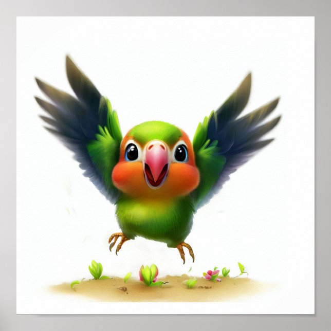 A Digital Painting of a Cute Jenday Conure Poster (Front)