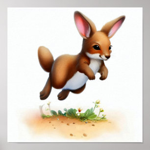 A Digital Painting of a Cute Kangaroo Poster