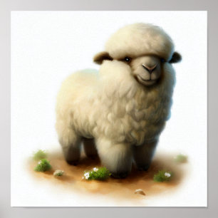 A Digital Painting of a Cute Karakul Sheep Poster