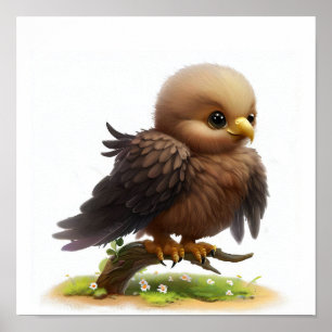 A Digital Painting of a Cute Young Imperial Eagle Poster