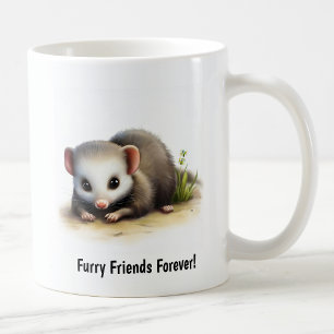 A Digital Painting of a North American Opossum Coffee Mug
