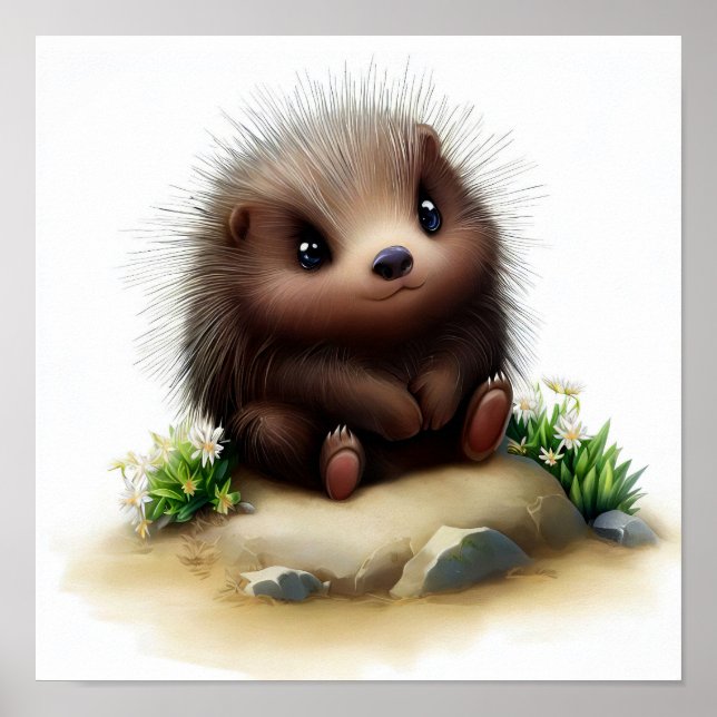 A Digital Painting of a North American Porcupine Poster (Front)
