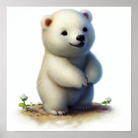 A Digital Painting of a Young Cute Polar Bear