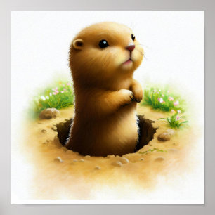 A Digital Painting of a Young Cute Prairie Dog Poster