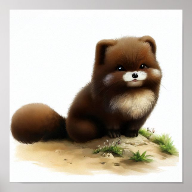 A Digital Painting of a Young Cute Sable Poster (Front)