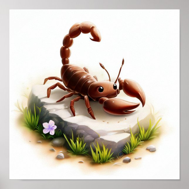 A Digital Painting of a Young Cute Scorpion Poster (Front)