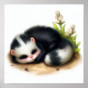 A Digital Painting of a Young Cute Skunk Poster