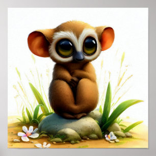 A Digital Painting of a Young Cute Tarsier Poster