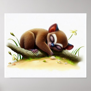 A Digital Painting of a Young Cute Tarsier Poster