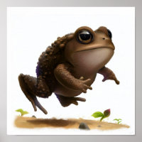 A Digital Painting of a Young Cute Toad