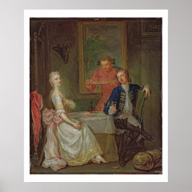 A Dinner Conversation (A Man and Woman Drinking at Poster (Front)