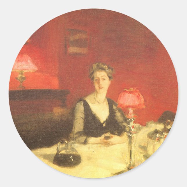 A Dinner Table at Night by John Singer Sargent Classic Round Sticker (Front)