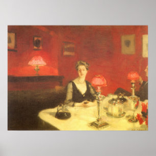 A Dinner Table at Night by Sargent, Victorian Art Poster