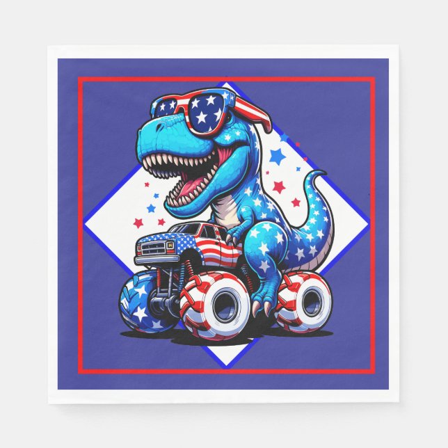 A Dino Fourth Of July  Napkin (Front)