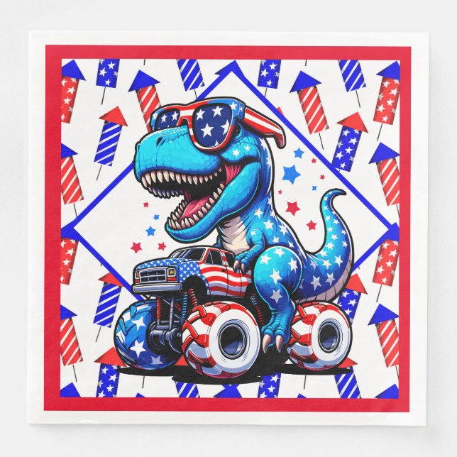 A Dino Fourth Of July  Napkin (Front)