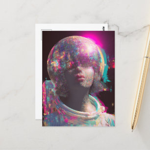 A disco astronaut postcard