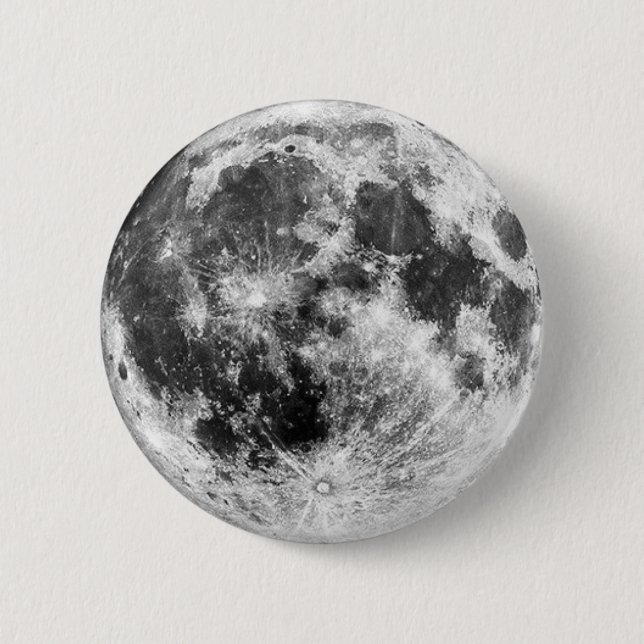 A distinctive brooch with a moon motif 6 cm round badge (Front)