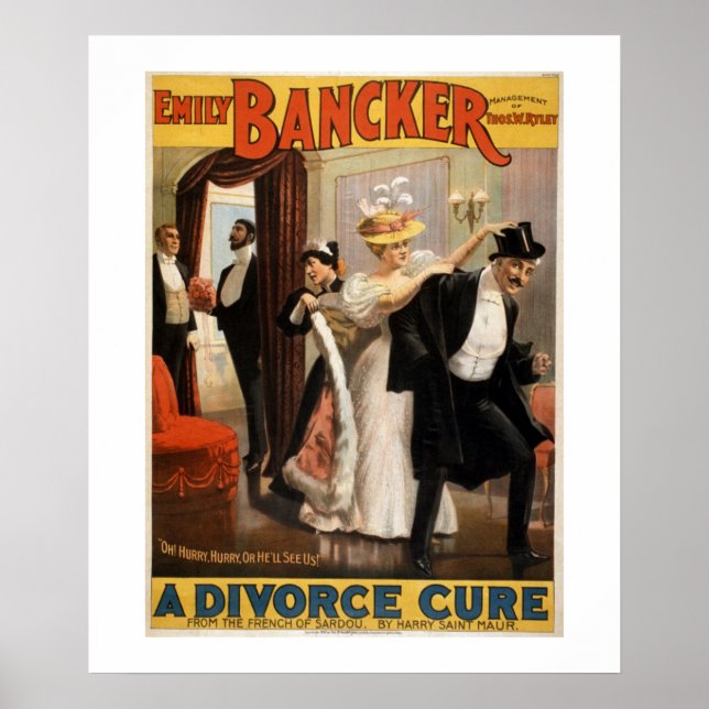 A Divorce Cure Vintage Theater Poster. Poster (Front)