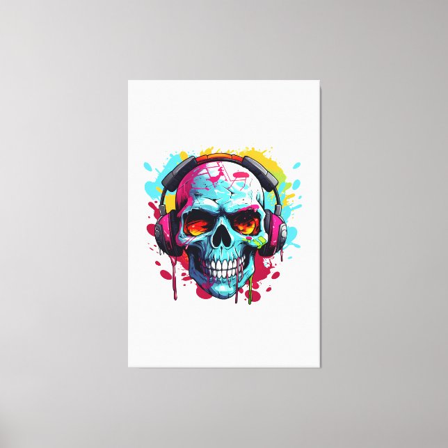 A DJ POP ART SKULL Acrylic Sign (Front)