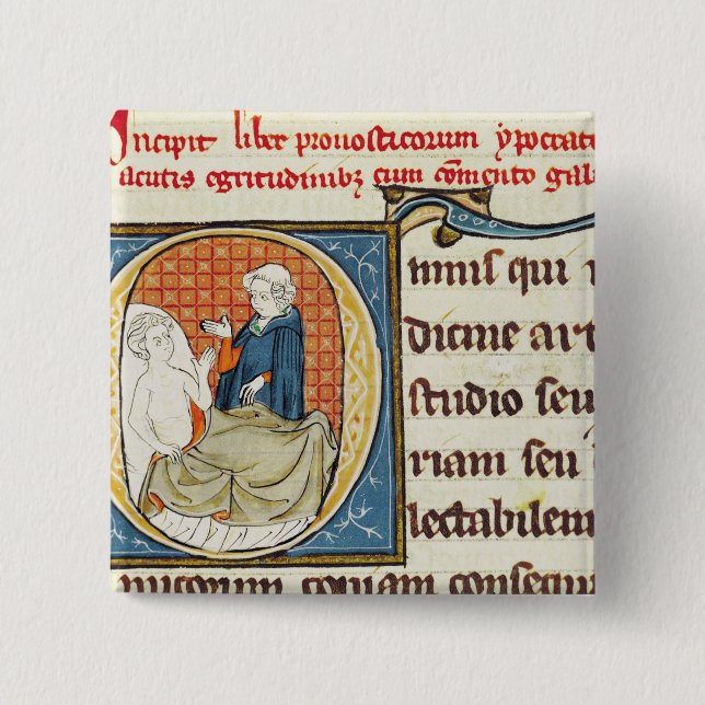 A Doctor Diagnosing a Patient 15 Cm Square Badge (Front)