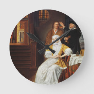 A Doctor Visiting a Young Lady in a Bedroom (oil o Round Clock