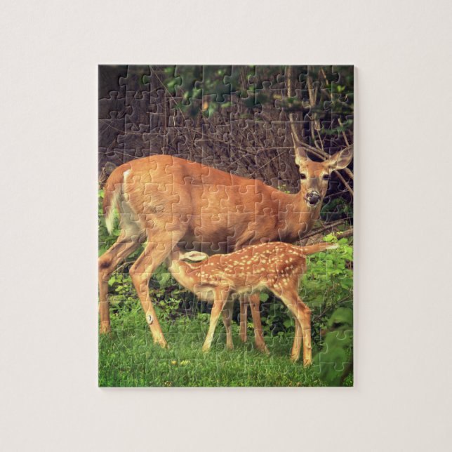 A doe and her fawn  jigsaw puzzle (Vertical)