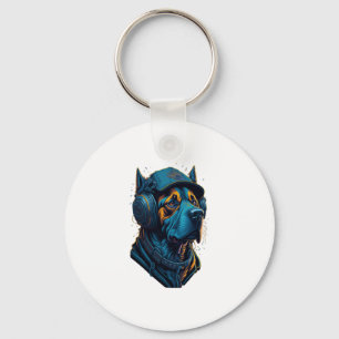 A dog listen to music  key ring