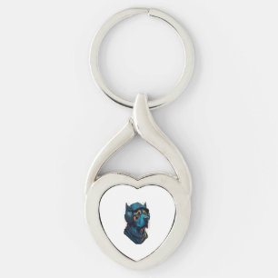A dog listen to music key ring