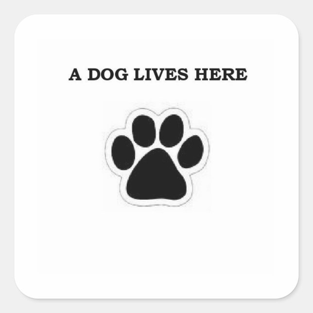 A Dog Lives Here Square Sticker (Front)
