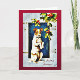 A dog standing holiday card
