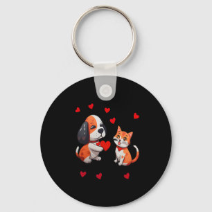 A Dog That Offers A Red Heart For Me A Cat On A Va Key Ring