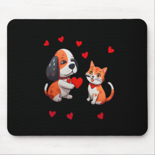 A Dog That Offers A Red Heart For Me A Cat On A Va Mouse Pad
