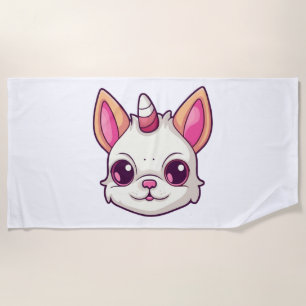 a dog with unicorn horns  beach towel