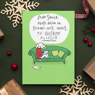 A Dog's Letter to Santa - Funny Christmas Cartoon Holiday Postcard