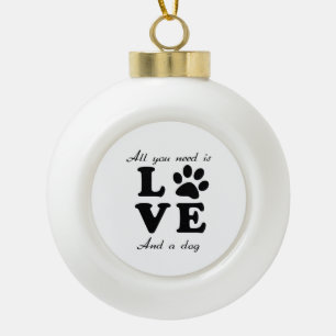 A Dogs Love Ceramic Ball Christmas Ornament