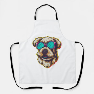 A DORABLE D O G WITH SUN GLASSES   APRON
