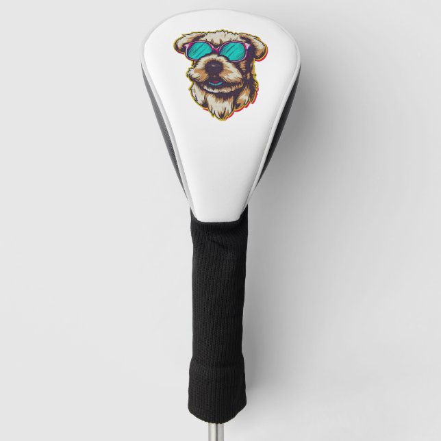 A DORABLE D O G WITH SUN GLASSES   GOLF HEAD COVER (Front)