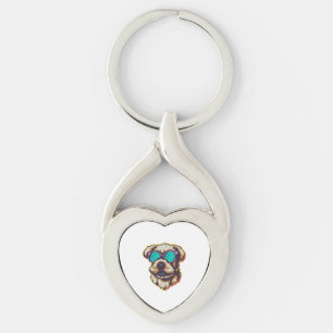 A DORABLE D O G WITH SUN GLASSES  KEY RING