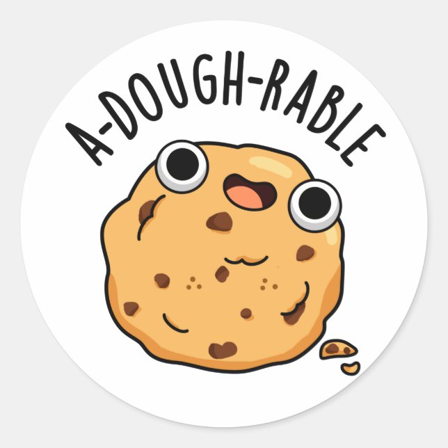 A-dough-rable Funny Cookie Pun  Classic Round Sticker (Front)