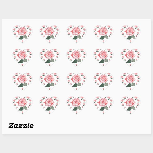A Dozen Red Roses Heart Sticker (Sheet)