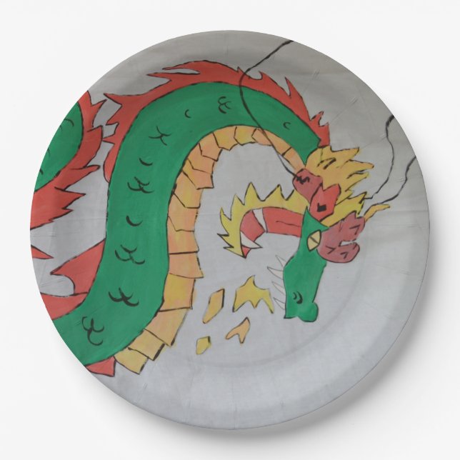 A dragon balloon  paper plate (Front)