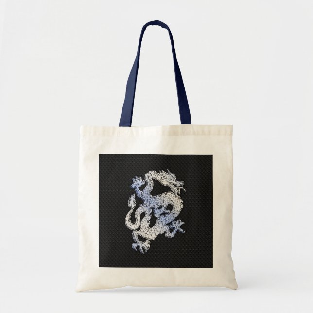 A Dragon expression on Black Snake Skin Print Tote Bag (Front)